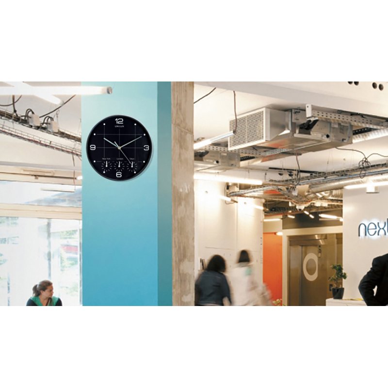 UNiLUX horloge mural ON TIME, quartz, noir, diamètre 305 mm